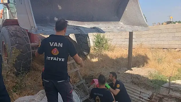 Van'da çukura düşen ineği itfaiye ekipleri kurtardı