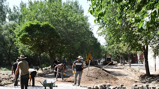 Patnos'ta caddelere asfalt mahallelere parke taşı döşeniyor