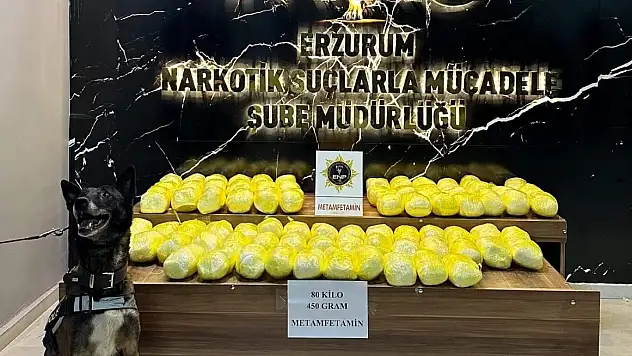 Erzurum'da 80 kilo metamfetamin ele geçirildi