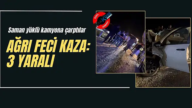 Ağrı'da feci kaza: Saman yüklü kamyona çarptılar