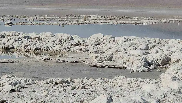 Bitlis'te Arin Gölü'nün çekilmesiyle duvar kalıntıları ortaya çıktı