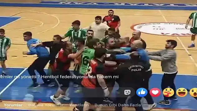 Van Erek Beşyıldız ile Bafraspor hentbol maçında skandal görüntüler