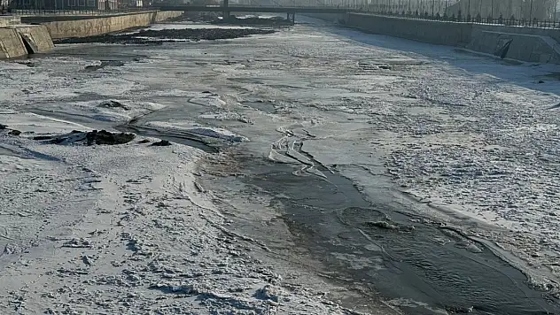 Ağrı'da Nehir ve Dereler Buz Tuttu