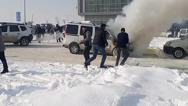 Hastane bahçesinde eksi 32 derecede yangın paniği!
