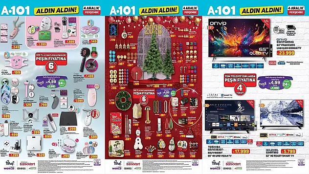 A101 4 Aralık 2025 Aktüel Kataloğu Teknolojiye Hız Verdi: 50 İnç 4K Smart TV 14.999 TL, Akıllı Robot Süpürge 7.499 TL İle Stoklar Erimeye Hazırlanıyor!