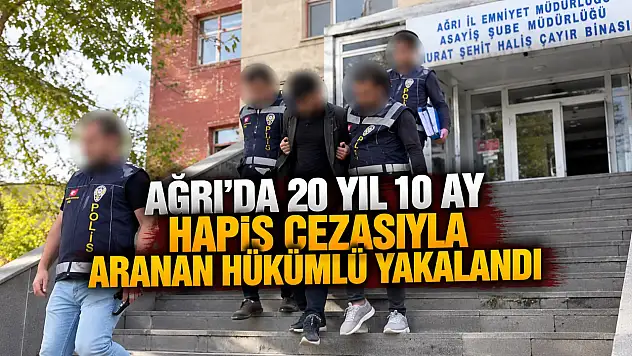 Ağrı'da 20 yıl 10 ay hapis cezasıyla aranan hükümlü yakalandı
