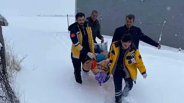 Ağrı'da 82 yaşındaki hastayı ekipler zorlukla yetiştirdiler