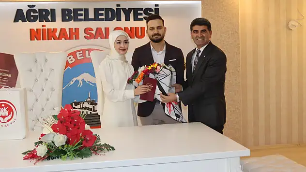 Ağrı'da evlilik destek projesi kapsamında ilk nikâh kıyıldı