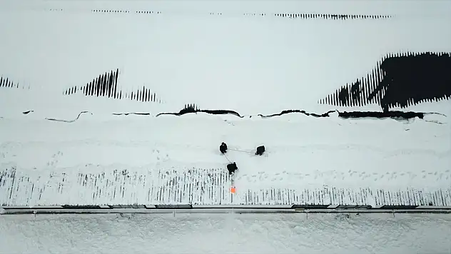 Ağrı'da kar manzarası havadan görüntülendi