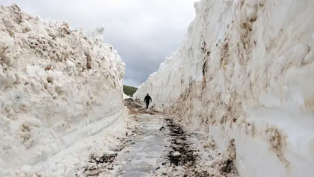 Ağrı'da Mayıs sonunda 8 metrelik kar tünelleri oluştu