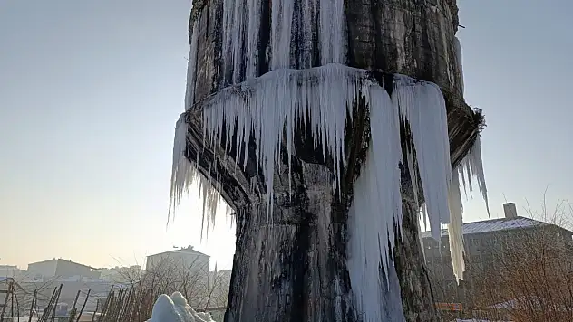 Ağrı'da su deposu buz tuttu
