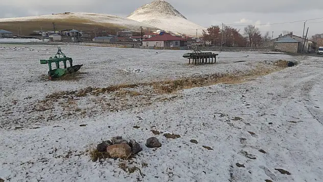 Ağrı'da tarlalar mevsimin ilk karıyla beyaz örtüyle kaplandı