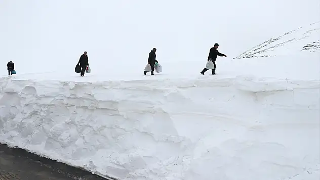 Ağrı'da yol değil adeta kar duvarı: Metrelerce beyaz tünel açıldı