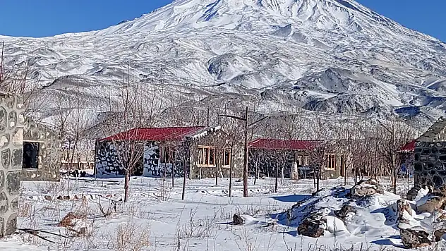 Ağrı Dağı'nın beyaz örtüsü altında bir masalsı bahçe