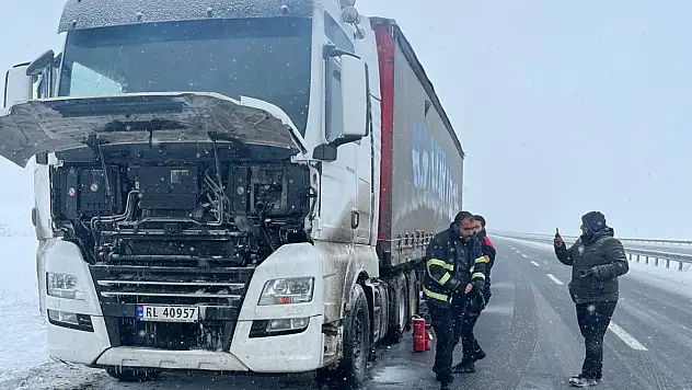 Ağrı şehir merkezine girmek üzereyken tır alev aldı