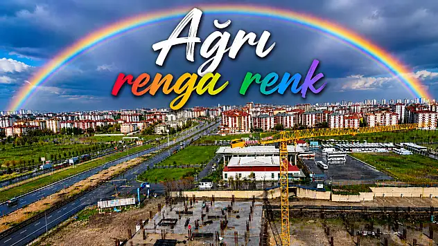 Ağrı semalarında kartpostallık görüntü: gökkuşağı şehri renklendirdi