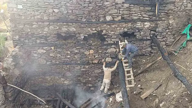 Bahçesaray'da odunluktaki yangın evlere sıçramadan kontrol altına alındı