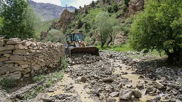 Başkale'de etkili olan sağanak yağış taşkına yol açtı