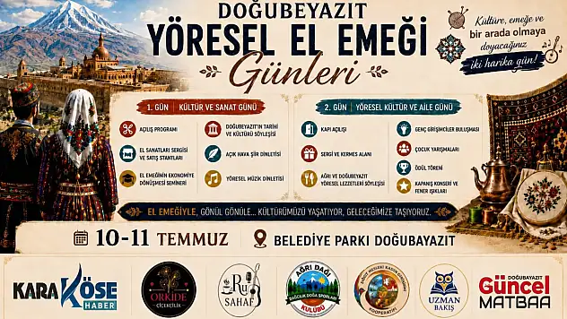 Doğubayazıt'ta yöresel kültür ve el emeği günleri düzenlenecek