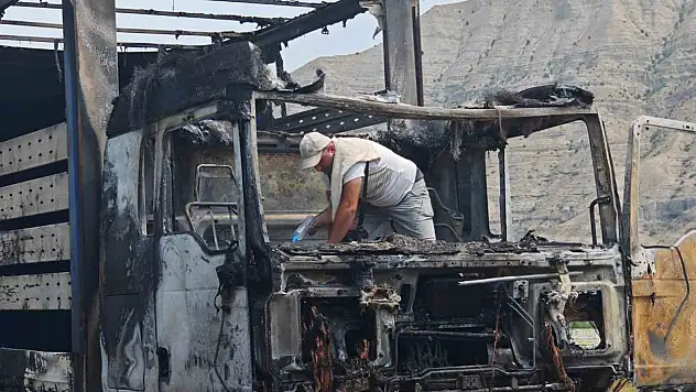 Erzurum-Artvin Karayolu'nda Tır Yangını Panik Yarattı