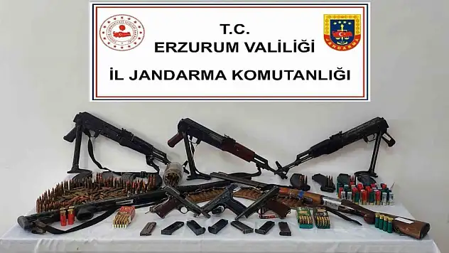 Erzurum'da düzenlenen operasyonda kaçak silahlar ele geçirildi, 2 kişi tutuklandı