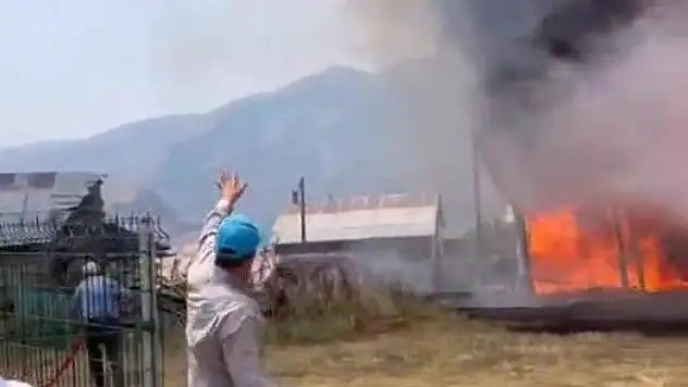 İspir'deki Ormanlık Bölgedeki Evde Yangın Çıktı