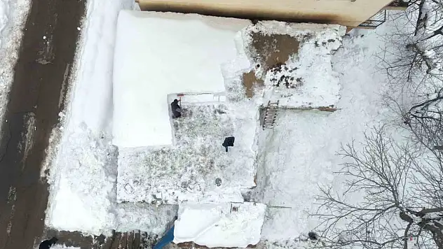 Muş'ta kar evleri yuttu, mahalleli damlara çıktı