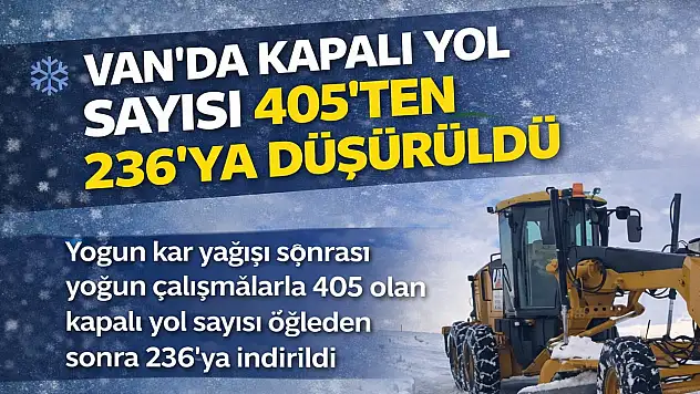 Van'da Kapalı Yol Sayısı 405'ten 236'ya Düşürüldü