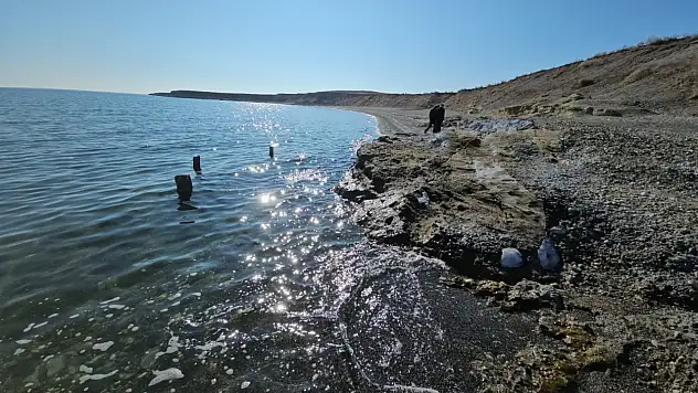 Van Gölü'nün çekilmesiyle asırlık iskele ortaya çıktı