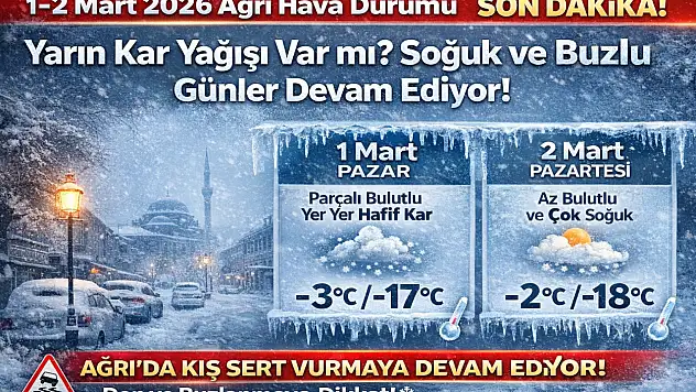 Yarın Ağrı'da hava nasıl olacak, kar yağışı var mı? 1-2 Mart 2026 Ağrı HAVA DURUMU!