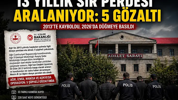 Ağrı'da 2013’te Kaybolan şahsın dosyası yeniden açıldı: 5 şüpheli gözaltında