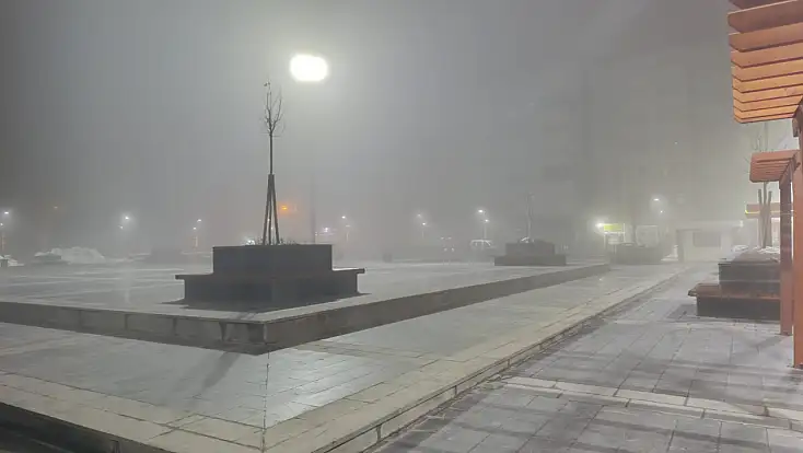 Ağrı'da geceyi sis kapladı