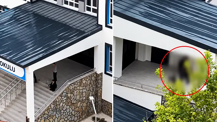 Ağrı'da okul bahçesinde skandal görüntüler!