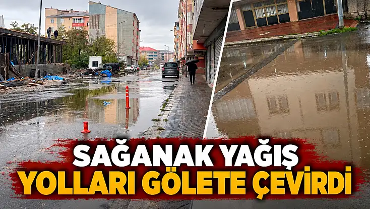 Ağrı'da sağanak yağış yolları gölete çevirdi