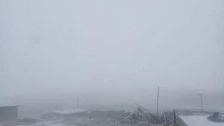 Ağrı'da yağmur yerini kar yağışına bıraktı