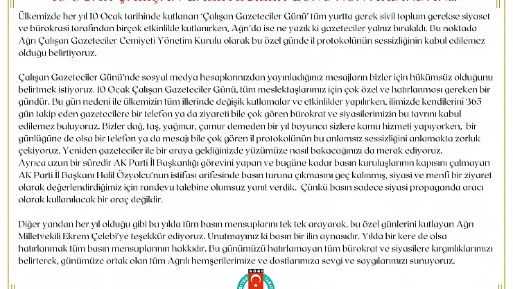 AÇGC'den 10 Ocak Çalışan Gazeteciler Günü için açıklama