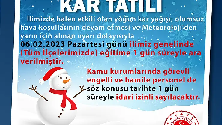 Ağrı'da okullar tatil