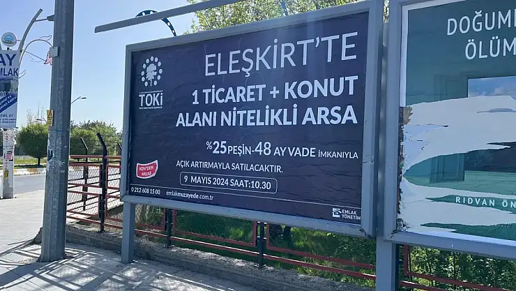 TOKİ Ağrı'da emlak satışı için ilan astı