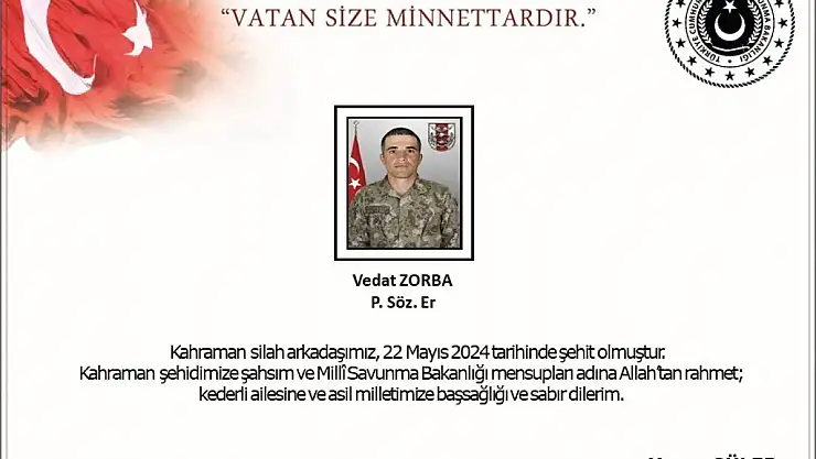 MSB: 'Pençe-Kilit Operasyonu bölgesinde EYP patlaması sonucu yaralanan bir asker şehit oldu'