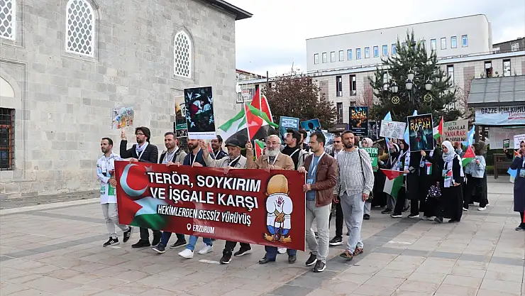 Erzurum ve Kars'ta Gazze'ye destek yürüyüşü yapıldı