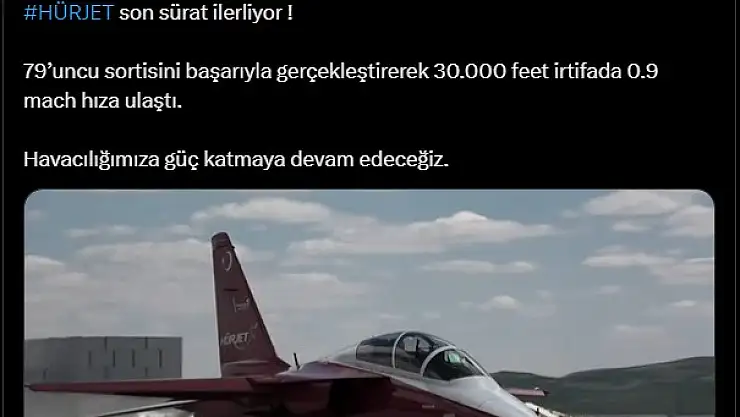 HÜRJET 30 bin feet irtifada 0.9 mach hıza ulaştı