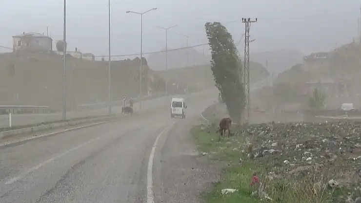 Fırtına Doğubayazıt karayolunda etkili oldu