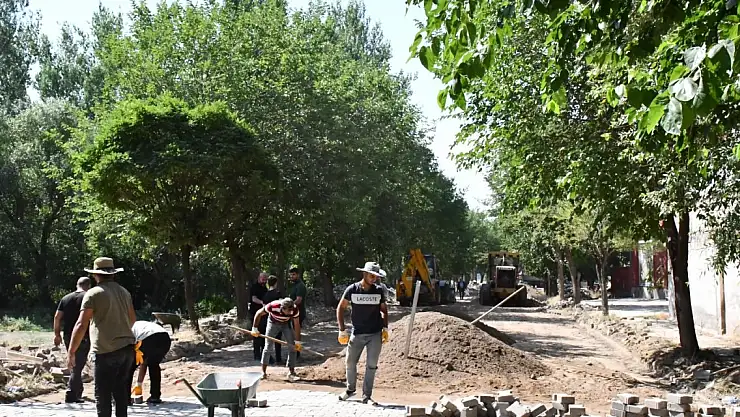 Patnos'ta caddelere asfalt mahallelere parke taşı döşeniyor