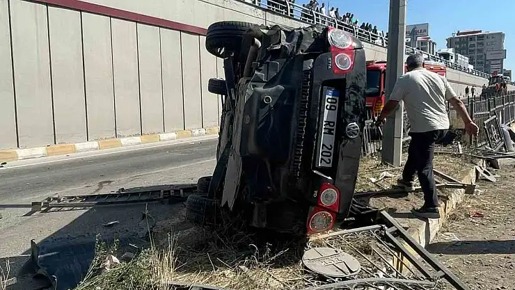 Van'da kontrolden çıkan otomobil takla attı
