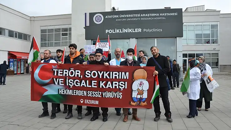 Erzurum'da doktorlar Filistin'e destek için her hafta yürüyor