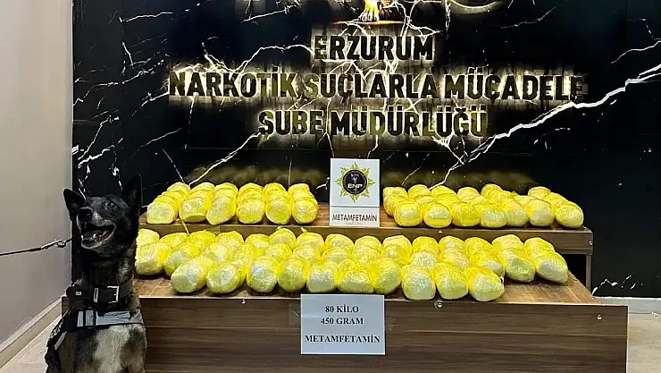 Erzurum'da 80 kilo metamfetamin ele geçirildi