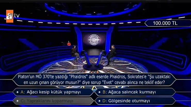 Platon'un MÖ 370'te yazdığı Phaidros adlı eserde Phaidros, Sokrates'e 'Şu uzaktaki en uzun çınarı görüyor musun?' diye sorup 'Evet' cevabını alınca ne teklif eder