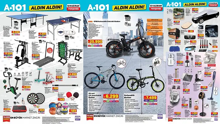 A101'de spor rüzgarları esiyor! A101 12 Haziran aktüel kataloğu langırt masası, spor istasyonu, yürüyüş bandı ve daha fazlası…