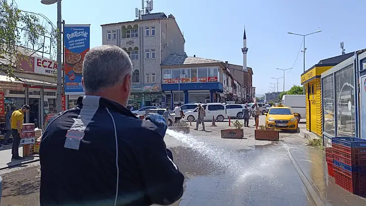 Ağrı Belediyesi'nden sıcak havalara karşı önlem: Cadde sulamaları sürüyor