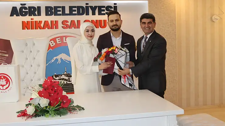 Ağrı'da evlilik destek projesi kapsamında ilk nikâh kıyıldı